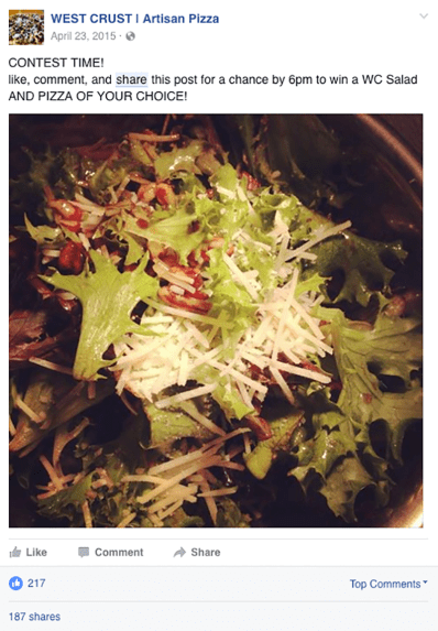 West Crust Share-to-Win Facebook Contest