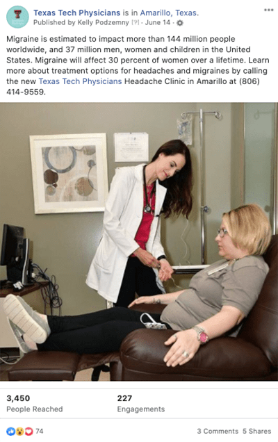 Texas Tech Physicians social media: Amarillo Headache Clinic