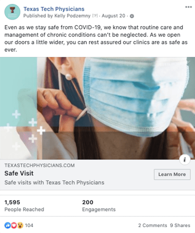 Texas Tech Physicians social media: Safe Visit Campaign