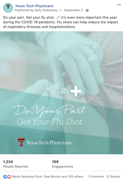 Texas Tech Physicians social media: Flu Shot PSA